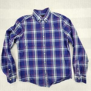 American Eagle Men’s Button Down Shirt Sz Small Purple Blue Plaid Long Sleeve